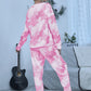 Full Size Tie-Dye Round Neck Top and Pants Lounge Set