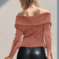 Double Take Ribbed Off-Shoulder Zip Up Long Sleeve Cardigan