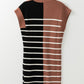 Striped Quarter Zip Cap Sleeve Sweater Dress