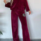 Full Size Boat Neck Long Sleeve Top and Pants Set