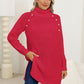Slit Turtleneck Long Sleeve Sweater