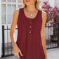 Eyelet Buttoned Round Neck Tank