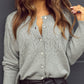Openwork Button Down Long Sleeve Cardigan