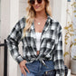 Plaid Collared Neck Long Sleeve Shirt