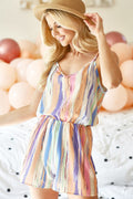BiBi Striped V-Neck Sleeveless Romper - Brand BiBi *