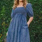 ODDI Full Size Washed Smocked Puff Sleeve Dress