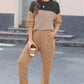 Color Block Dropped Shoulder Top and Pants Set