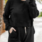 Ribbed Round Neck Long Sleeve Top and Shorts Set