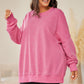 Plus Size Round Neck Drop Shoulder Slit Sweatshirt