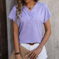Textured Surplice Short Sleeve Blouse