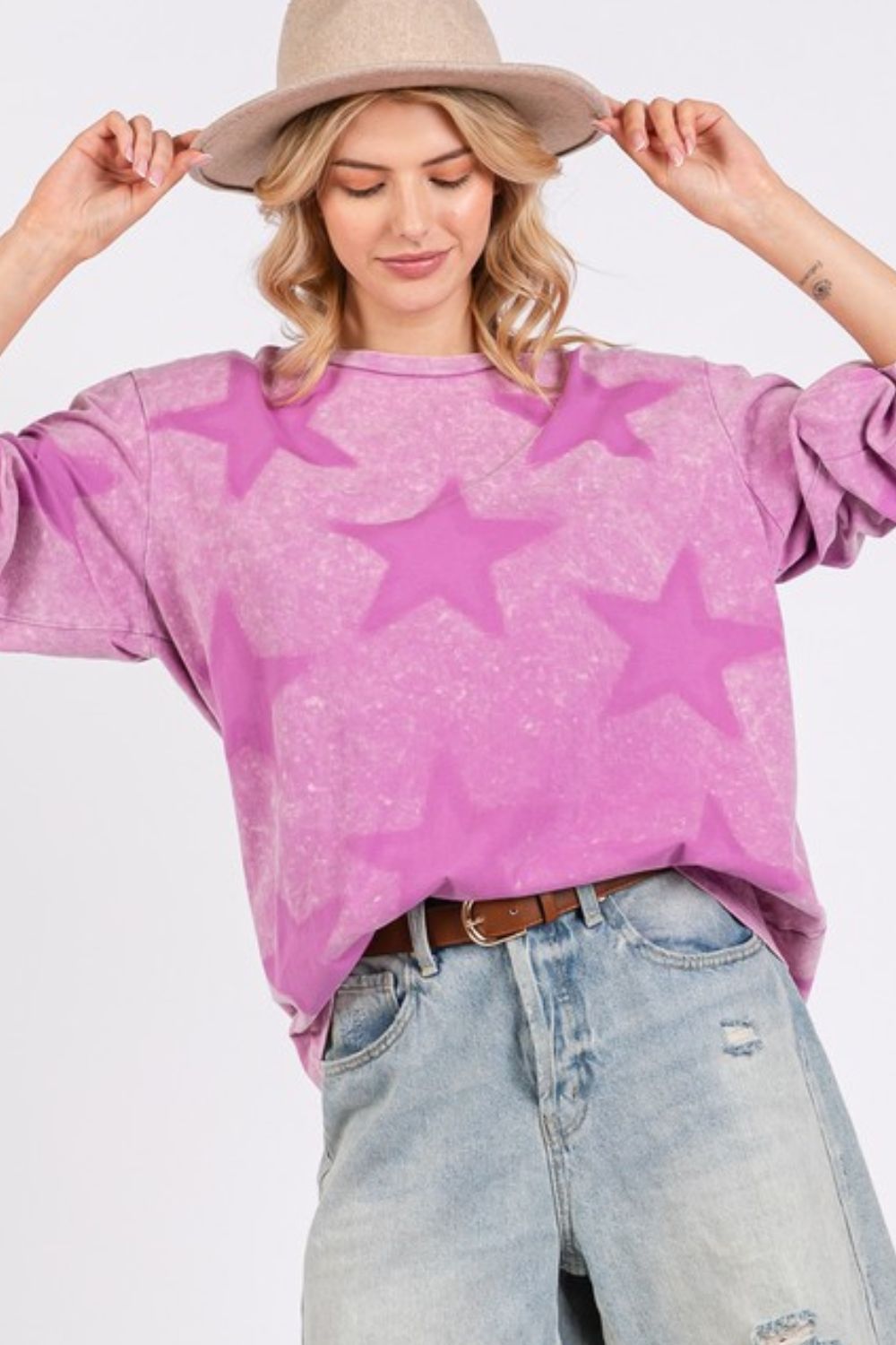 SAGE + FIG Mineral Wash Star Pattern T-Shirt *