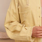 POL Button Down Raw Hem Distressed Shacket
