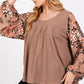 SAGE + FIG Floral Long Sleeve Front Pleated Detail Blouse