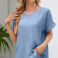 Round Neck Short Sleeve Blouse