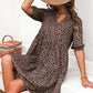 Printed Notched Half Sleeve Dress