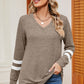 Striped V-Neck Long Sleeve T-Shirt