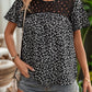 Lace Detail Floral Round Neck Short Sleeve Blouse