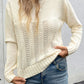 Perfee Openwork Round Neck Long Sleeve Sweater