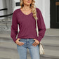 Full Size V-Neck Lantern Sleeve T-Shirt