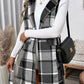 Perfee Tied Plaid Vest Coat