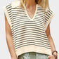 Mandy Collared Neck Striped Sweater Vest