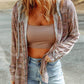 Double Take Plaid Long Sleeve Hooded Jacket