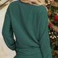 MERRY Round Neck Long Sleeve Top and Shorts Set