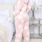 Printed Zip Up Long Sleeve Hooded Lounge Jumpsuit