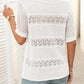 Openwork Round Neck Half Sleeve Knit Top