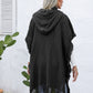 Fringe Trim Buttoned Hooded Poncho