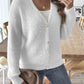 Button Up V-Neck Long Sleeve Cardigan