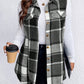 Honey Plus Size Pocketed Plaid Button Up Vest Coat