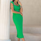 Square Neck Cap Sleeve Midi Dress