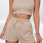 Full Size Round Neck Top and Drawstring Shorts Set