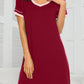 Contrast Trim Short Sleeve Lounge Dress