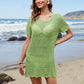 Openwork Round Neck Short Sleeve Cover-UP