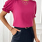 Round Neck Flounce Sleeve Blouse