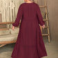 Plus Size Ruffled V-Neck Long Sleeve Dress