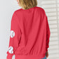 Sequin Baseball Round Neck Dropped Shoulder Sweatshirt