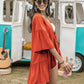 Lace Detail Tied Dropped Shoulder Cover Up