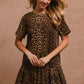 BiBi Tie Back Leopard Round Neck Short Sleeve Dress - Brand BiBi