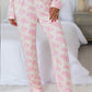 Printed Button Up Long Sleeve Top and Pants Lounge Set
