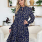 Double Take Full Size Printed Ruffle Hem Long Sleeve Dress
