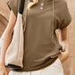 Drawstring Quarter Snap Cap Sleeve Hoodie