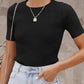 Mandy Ribbed Round Neck Short Sleeve Knit Top