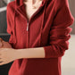 Drawstring Zip Up Long Sleeve Hooded Sweater