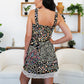 Lace Detail Printed Wide Strap Mini Dress