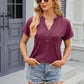 Decorative Button Notched Short Sleeve T-Shirt