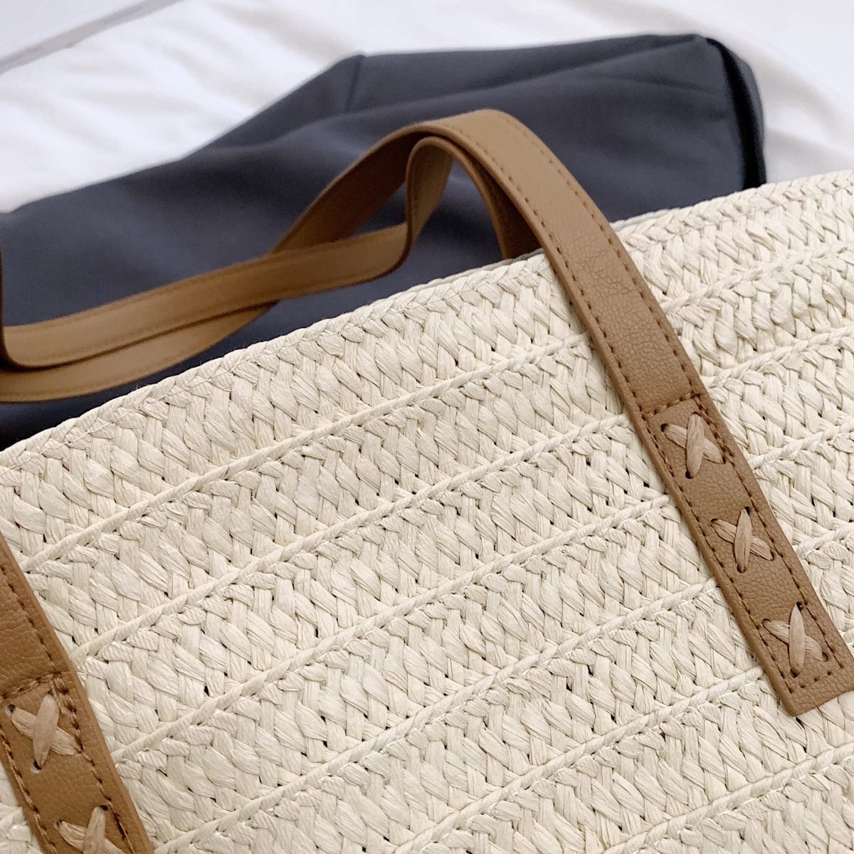 Lily & Luna Contrast Straw Braided Handbag