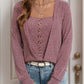Perfee Square Neck Long Sleeve T-Shirt